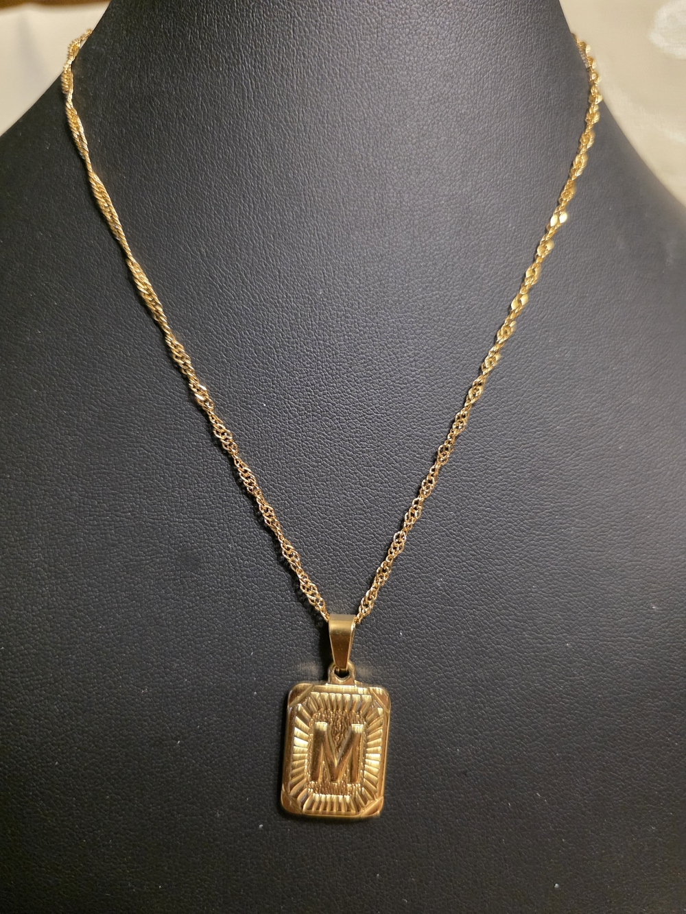 #839 Gold Initial 'M' Pendant Necklace - Women's Jewelry